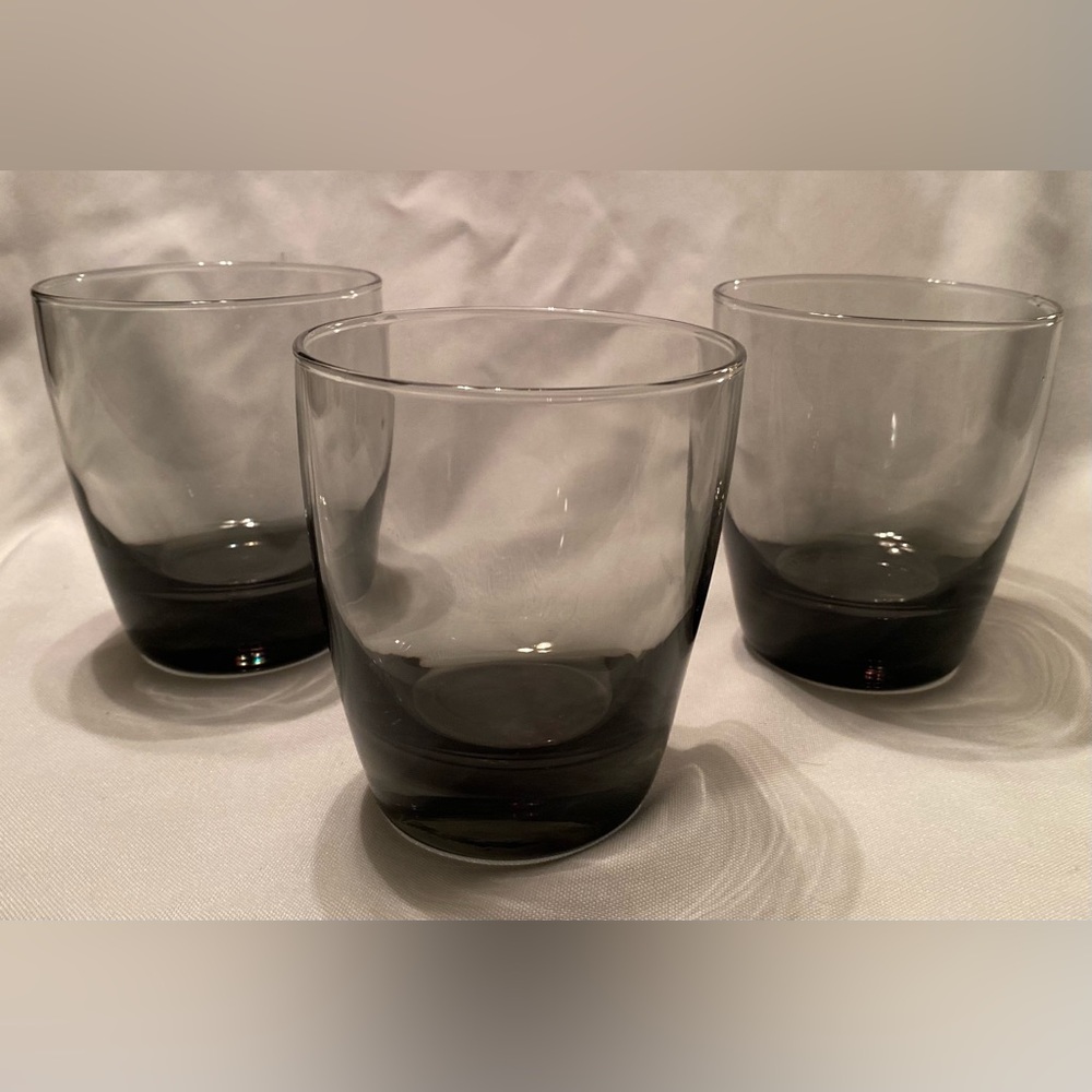 3 Vintage Libbey CLASSIC SMOKE GRAY Rocks Old Fashioned All Purpose Glasses